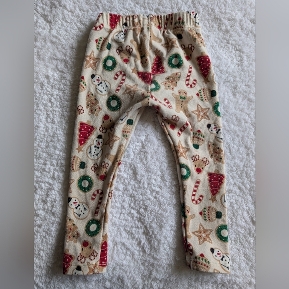 🎄 Gymboree Festive Christmas Holiday Cream Print Toddlers Leggings 12-18 Months - Picture 2 of 4